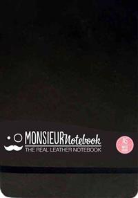 Monsieur Notebook Leather Journal - Landscape Black Watercolor Medium