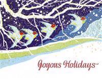 Golden Memories Christmas Correspondence Card Packs: Birds Flying Through the Snow