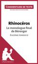 Rhinocéros de Ionesco - Le monologue final de Bérenger
