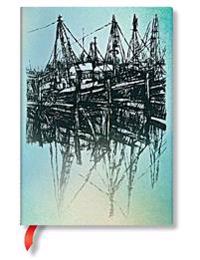 Boats and Reflections Midi Unlined Notebook