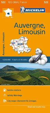 Michelin Regional Maps: France: Auvergne, Limousin Map 522