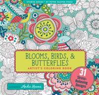 Blooms, Birds, & Butterflies Adult Coloring Book (31 Stress-Relieving Designs)