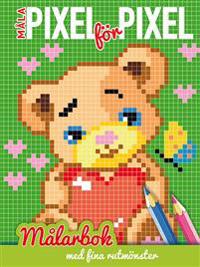 MÅLA pixel för pixel : Målarbok med fina rutmönster (teddybjörn)