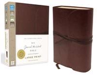 NIV, Journal the Word Bible, Large Print, Genuine Leather, Brown: Reflect, Journal, or Create Art Next to Your Favorite Verses