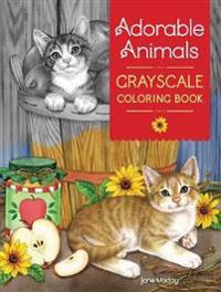 Adorable Animals Grayscale Coloring Book