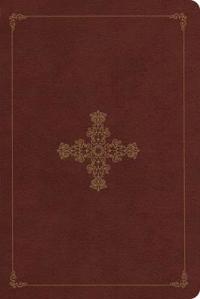 ESV Single Column Personal Size Bible (Trutone, Deep Brown, Ornate Cross Design)
