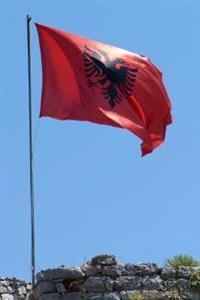 The Albania Flag Flying from an Ancient Castles Walls: Blank 150 Page Lined Journal for Your Thoughts, Ideas, and Inspiration