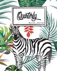 Bullet Journal: Dot Grid, Quarterly Guided, Zebra and Flamingo in the Jungle with Leaf, Composition Notebook, 8 X 10, 90 Page: Small J