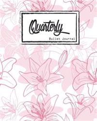 Bullet Journal: Dot Grid, Quarterly Guided, Pink and White Lily Hand Draw, Composition Notebook 8 X 10, 90 Page: Small Journal Noteboo