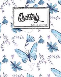 Bullet Journal Dot Grid, Quarterly Guided, Blue Butterfly Effect, Composition Notebook, 8