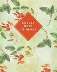 Bullet Grid Journal: Vintage Red and Green Floral, 150 Dot Grid Pages, 8x10, Professionally Designed