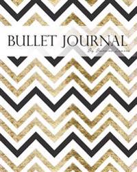 Bullet Journal Notebook, Dotted Grid, Graph Grid-Lined Paper, Large, 8x10, 150 Pages: Metallic Black Gold Chevron Geometric Abstract Cover: Master Jou