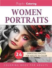 Women Portraits: Grayscale Photo Coloring for Adults