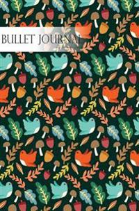 Bullet Journal Notebook Dotted Grid, Graph Grid-Lined Paper, Large, 8x10,150 Pages: Colorful Leaves Autumn Animal Birds Forest Green Covers: Master Jo