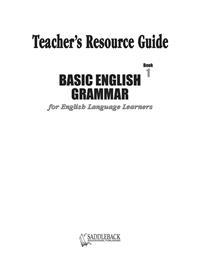 Basic English Grammar Book 1 Teacher Resource Guide