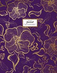 Dot Grid Journal - Dotted Notebook, 8.5 X 11: Floral Softcover, Faux Gold Glitter on Purple