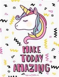 Unicorn Notebook - Never Stop Dreaming: Doodle Diary & Inspirational Journal (Large Print) 110 Pages of Lined & Blank Paper for Writing and Drawing (C
