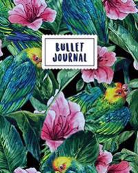 Bullet Journal: Tropical Parrot & Flower Journal 150 Dot Grid Pages (Size 8x10 Inches) with Bullet Journal Sample Ideas