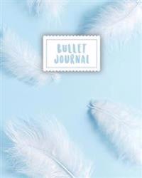 Bullet Journal: Soft Blue Feather Journal 150 Dot Grid Pages (Size 8x10 Inches) with Bullet Journal Sample Ideas