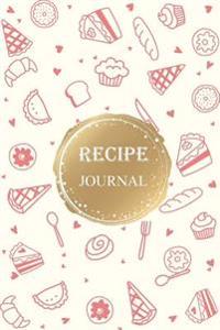 Recipe Journal: Cream & Pink Hand Drawing Design Cover, Gift for Women, Blank Cookbook 104 Pages, 6 X 9 Inches