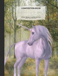 Unicorn Magical Forest Composition Notebook, Unruled Blank Sketch Paper: 100 Sheets / 200 Pages, 9-3/4