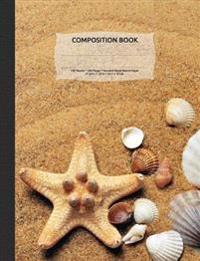 Sand & Seashells Composition Notebook, Unruled Blank Sketch Paper: 100 Sheets / 200 Pages, 9-3/4
