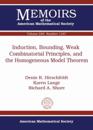 Induction, Bounding, Weak Combinatorial Principles, and the Homogeneous Model Theorem