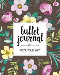 Bullet Journal Dot Grid for 90 Days, Flower Orchid Tropical Garden Numbered Pages Quarterly Journal Diary,: Large Bullet Journal 8x10 with 150 Dot Gri