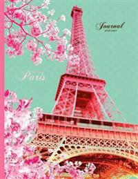 Eiffel Tower, Paris Journal - Graph Paper: Vintage Design 8.5 X 11 Notebook, Pink and Teal