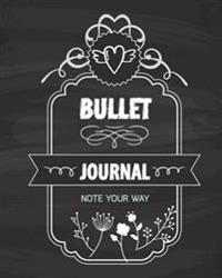 Bullet Journal Dot Grid, Daily Dated Notebook Diary, Classic Black Chalkboard Floral: Large Quarterly Bullet Journal Blank Pages with Number, 150p, 8x