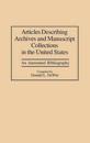 Articles Describing Archives and Manuscript Collections in the United States