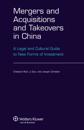 Mergers and Acquisitions and Takeovers in China