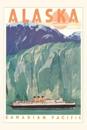 Vintage Journal Cruise Ship in Front of Glacier