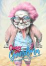 Crazy Grandma 2 Grayscale Coloring Book for Adults