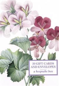Tin Box of 20 Gift Cards and Envelopes, Redoute Geranium